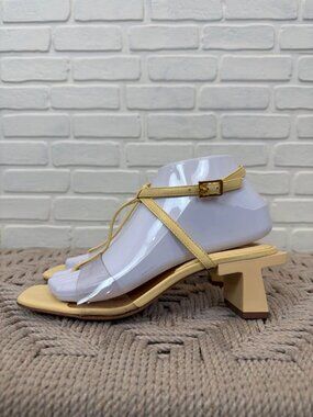 Tory Burch Block T Strappy Sandal Sweet Corn Leather 7